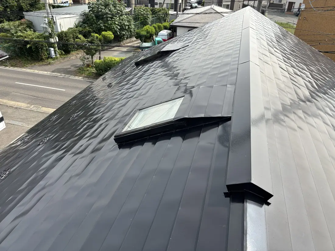 天窓のある金属屋根